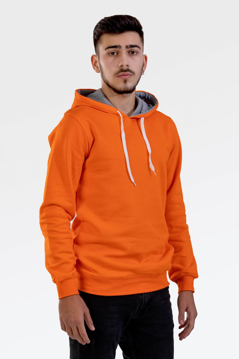 Raf Coll Unisex Basic Turuncu Kapşonlu Sweatshirt İki İplik İçi Şardonlu