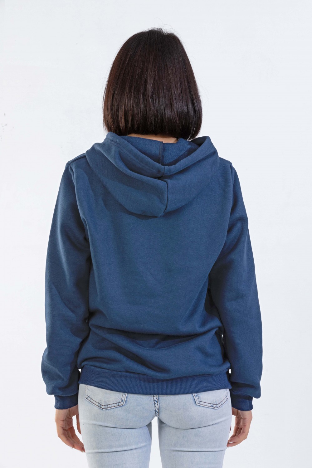 Raf Coll Unisex Basic Lacivert Kapşonlu Sweatshirt İki İplik İçi Şardonlu