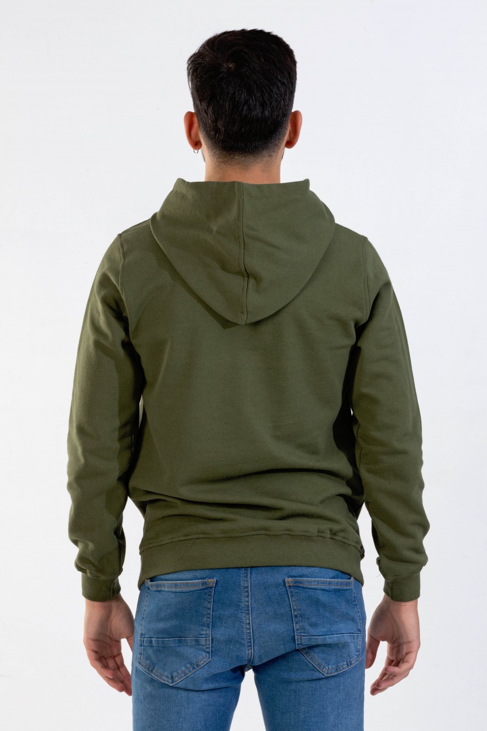 Raf Coll Unisex Basic Haki Kapşonlu Sweatshirt İki İplik İçi Şardonlu