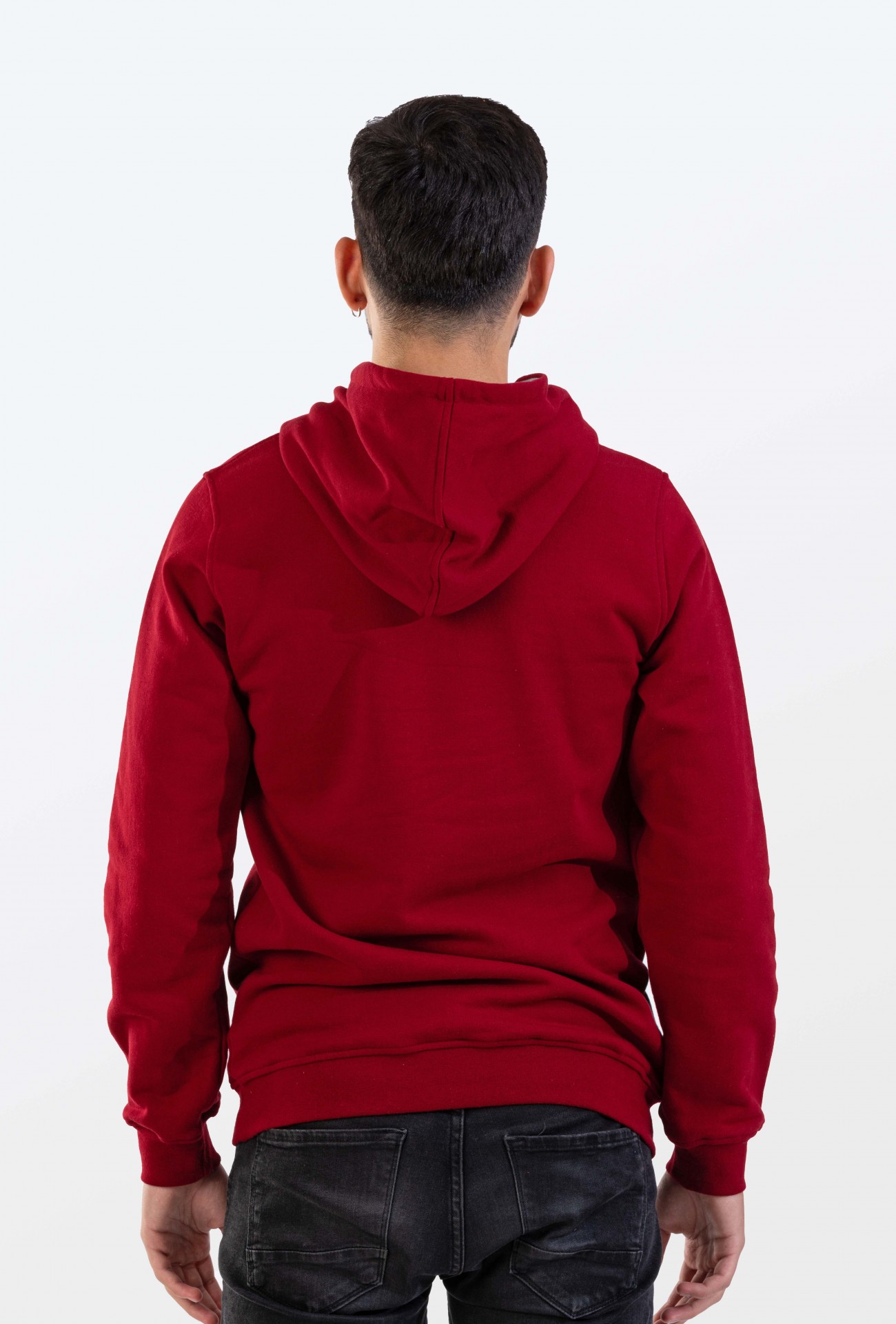 Raf Coll Unisex Basic Bordo Kapşonlu Sweatshirt İki İplik İçi Şardonlu